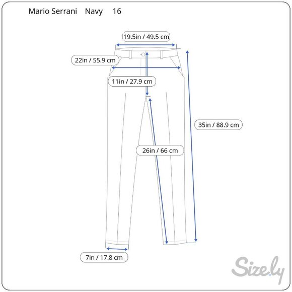 Mario Serrani Italy Womens Navy Flat Front Slash Pockets Zipper Closure Pants 16 - Picture 7 of 7